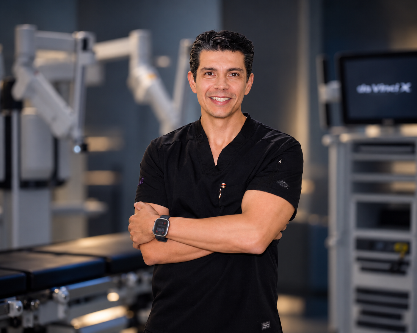 Dr. Ricardo Lúa en un entorno de cirugía robótica